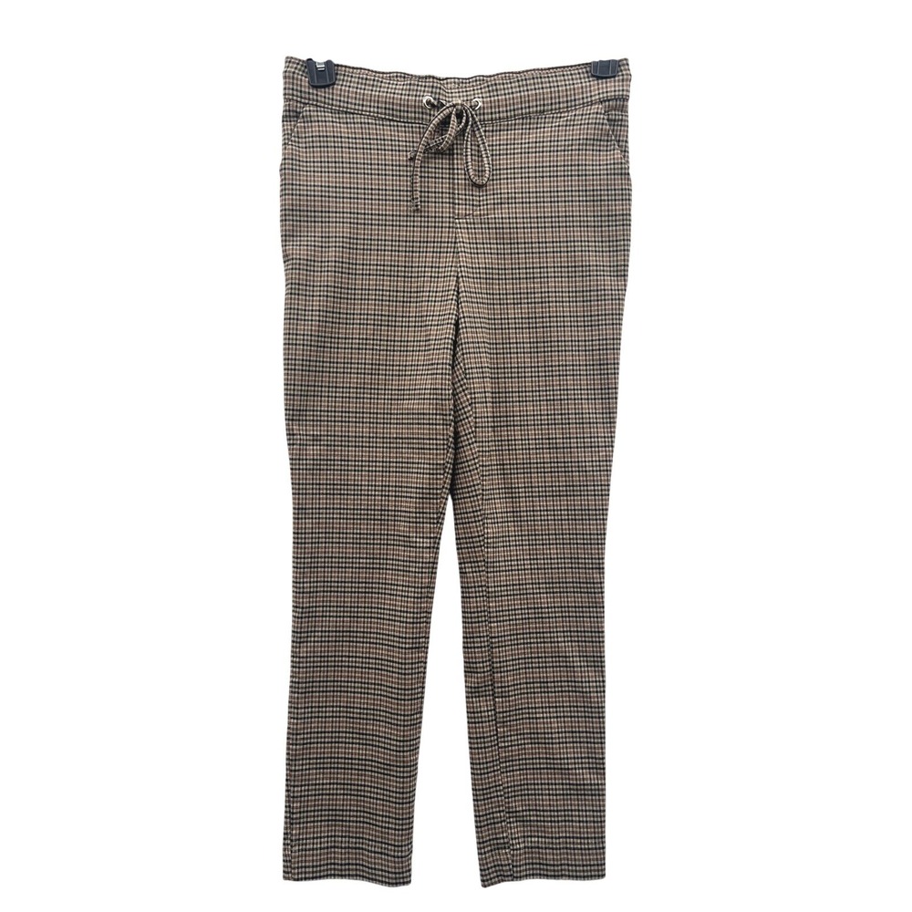 Jules & Leopold Plaid Pull On Pants Size M Brown Check Slim Career Dark Academia